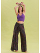 Indigo Bohemian Trousers with Elastic Waist and Tie Detail 4472